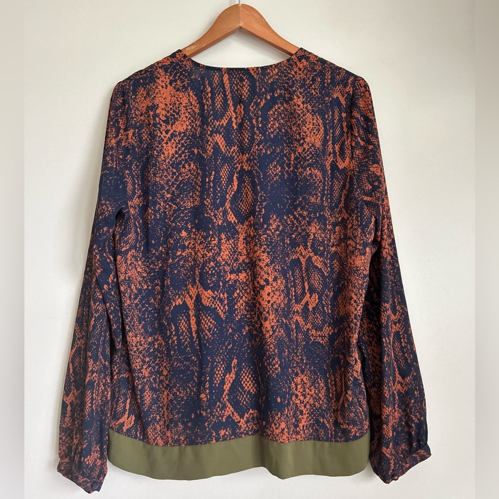 Cabi Border Wrap Python Print Burnt Orange & Navy… - image 5